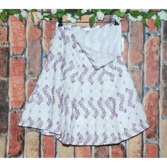 NWT WDNY White & Purple Embroidered Skirt Size 4 Sequin A-Line Gypsy Playful - Picture 2 of 7
